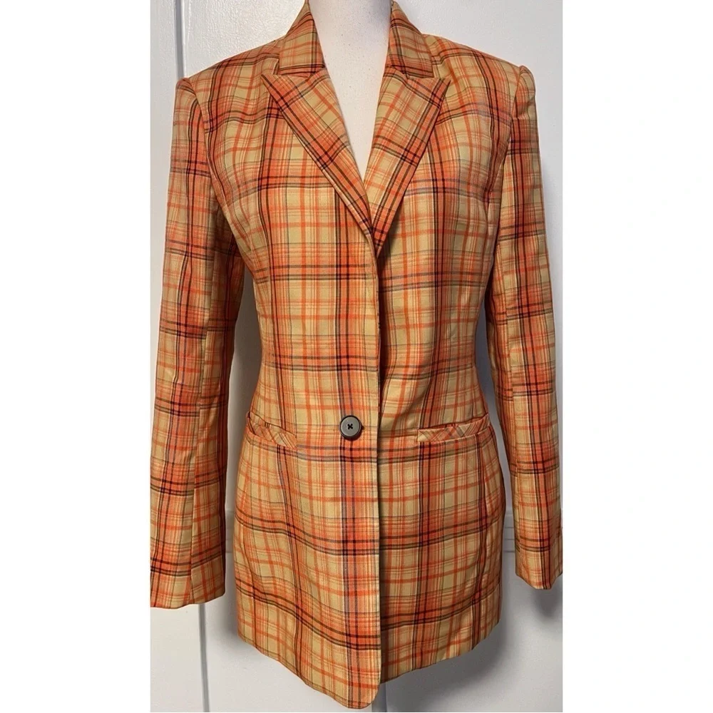 Grey Lab Los Angeles • Orange Plaid Oversized Blazer